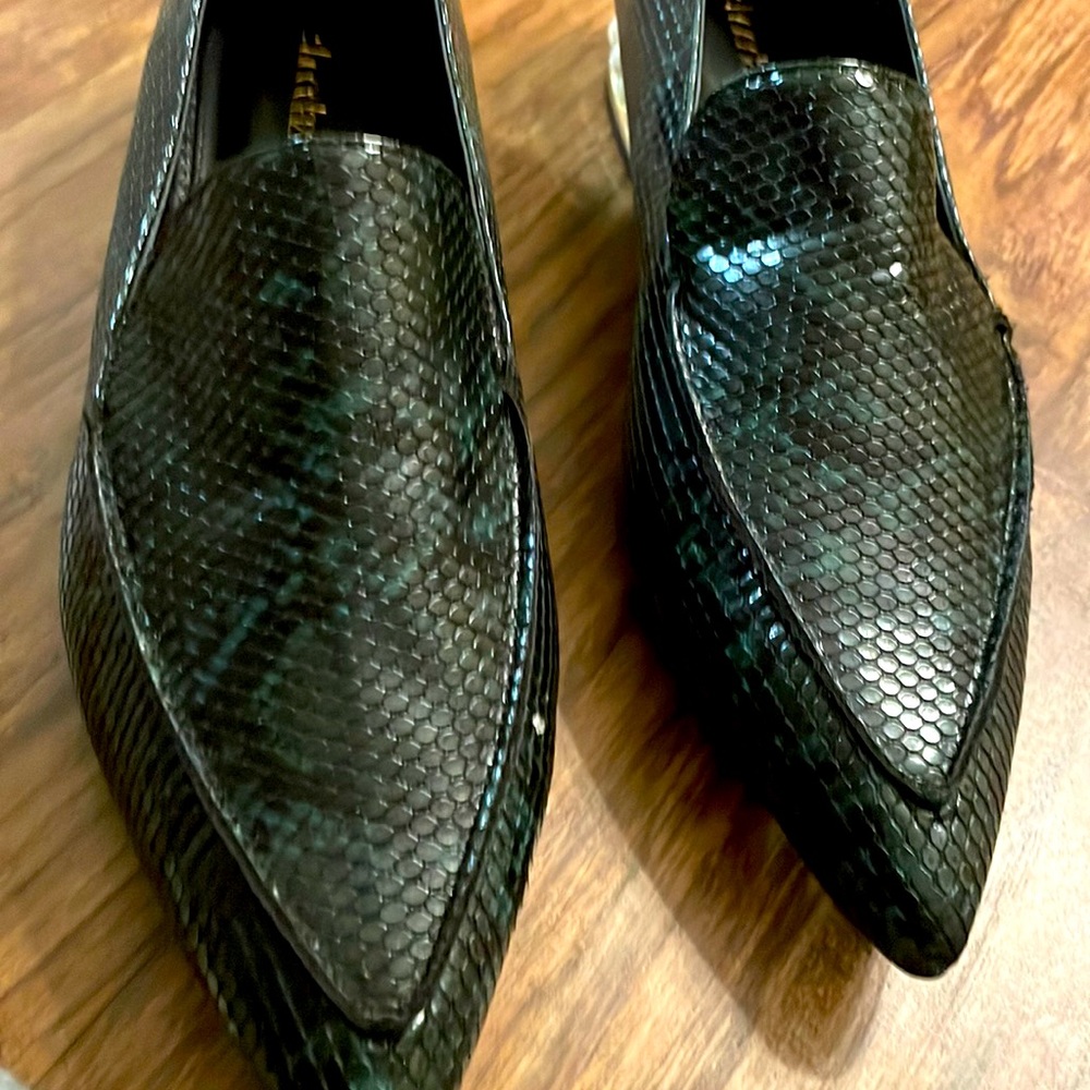 Green and black women dress shoes